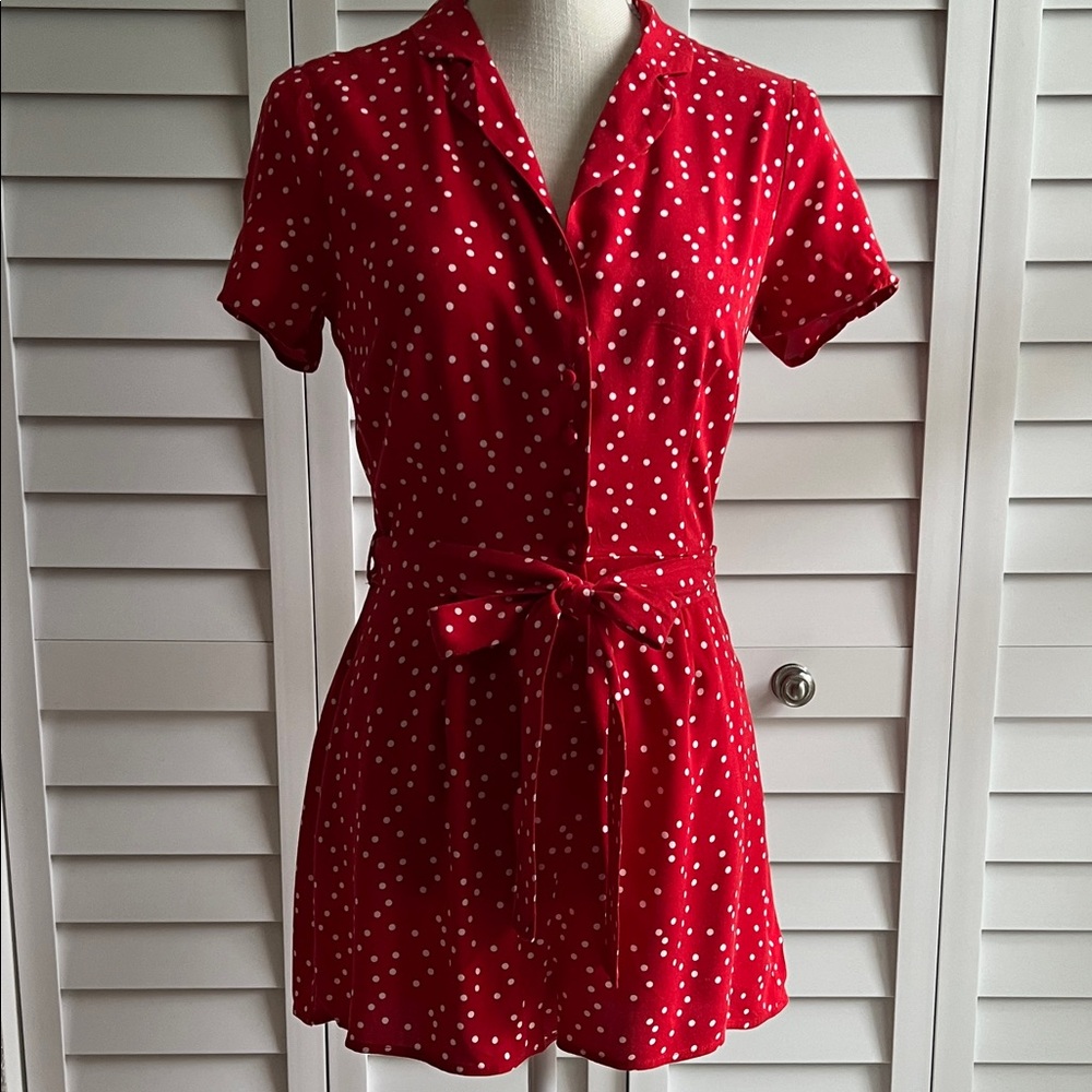 Polka Dot Belted Romper